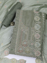 Embroidered Chanderi Unstitched Suit Piece With Dupatta